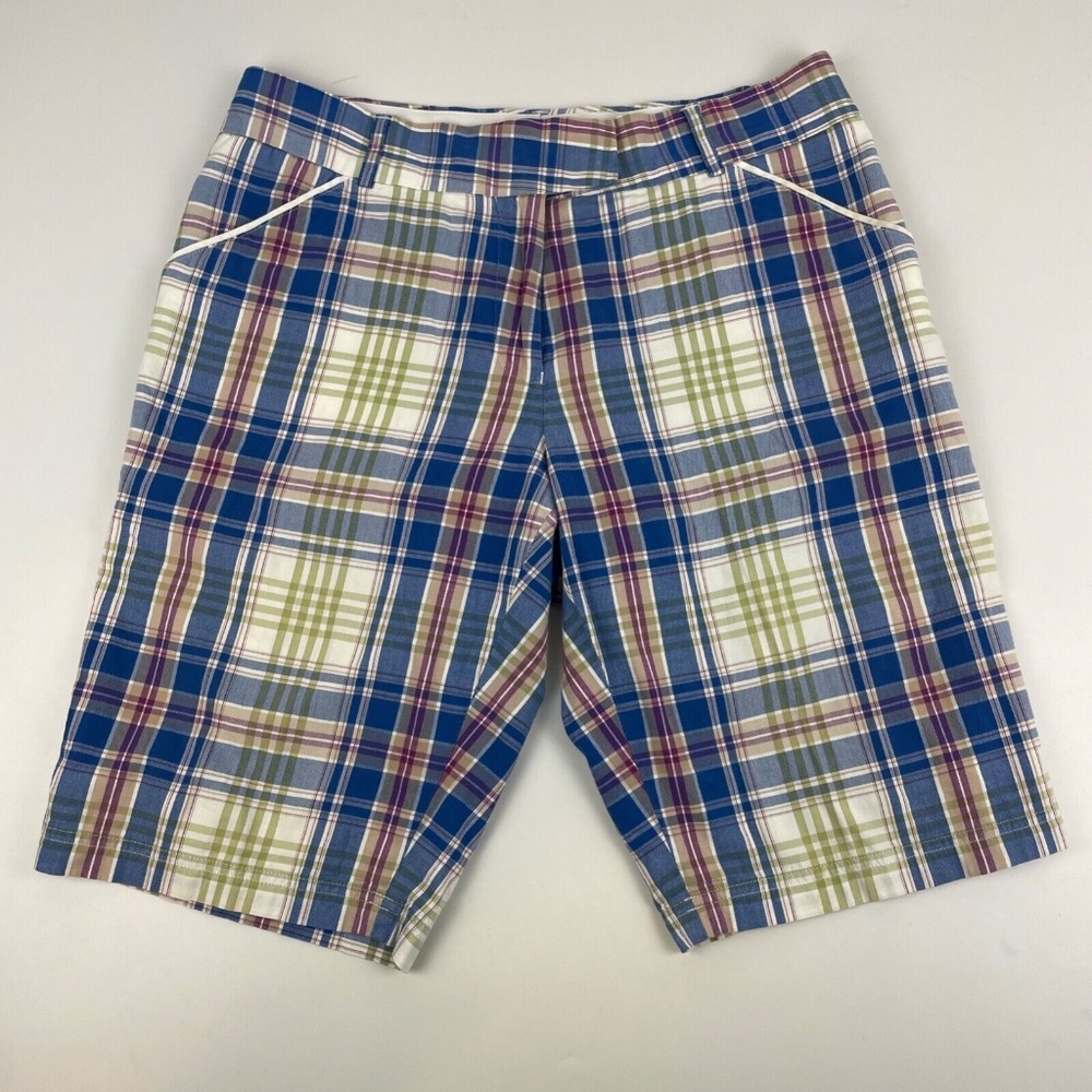 Peter Millar Womens Size 8 Cotton Blend Bermuda Golf Shorts Plaid 11" Inseam